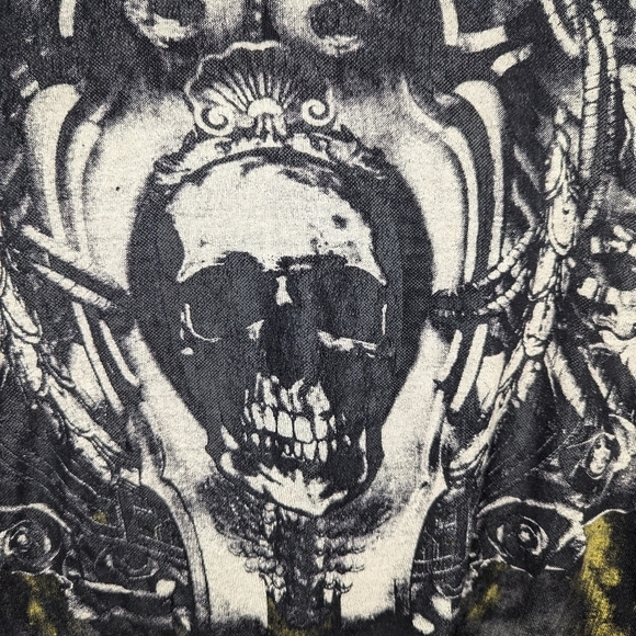 Xzavier skull grunge acid wash fade wings Gothic 2 sided AOP Mens Tshirt Medium - Picture 3 of 8